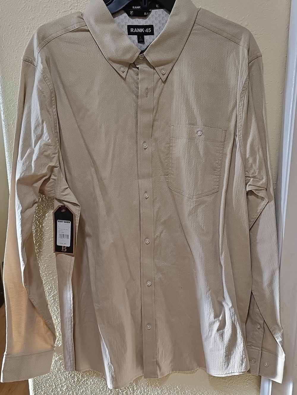 Rank 45 Men's Button-Down Long-Sleeve Shirt - Beige